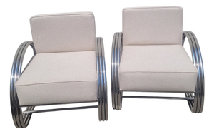 Large 20th Century Chrome Armchairs from Ralph Lauren, 1980s, Set of 2