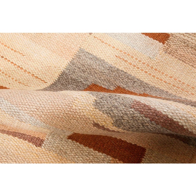 Terra Cotta Doris Leslie Blau Vintage Hand-Woven Art Deco Style Scandinavian Rug For Sale - Image 8 of 8