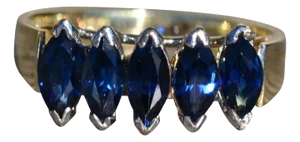 The Marbury: Vintage Ladies 14K Gold Ring set with Marquise Sapphires