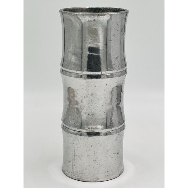 1960s Mid 20th Century Metal Aluminum Bamboo Vase For Sale - Image 5 of 10