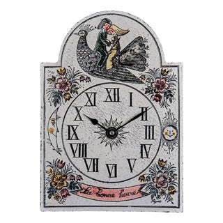 Stoneware Wall Clock attributed to Raymond Peynet, 1960s For Sale