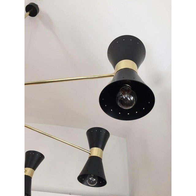 Mid Century Modern Sputnik Chandelier – Black Gold Italian Style Ceiling Light Brass Home Decor For Sale - Image 4 of 9