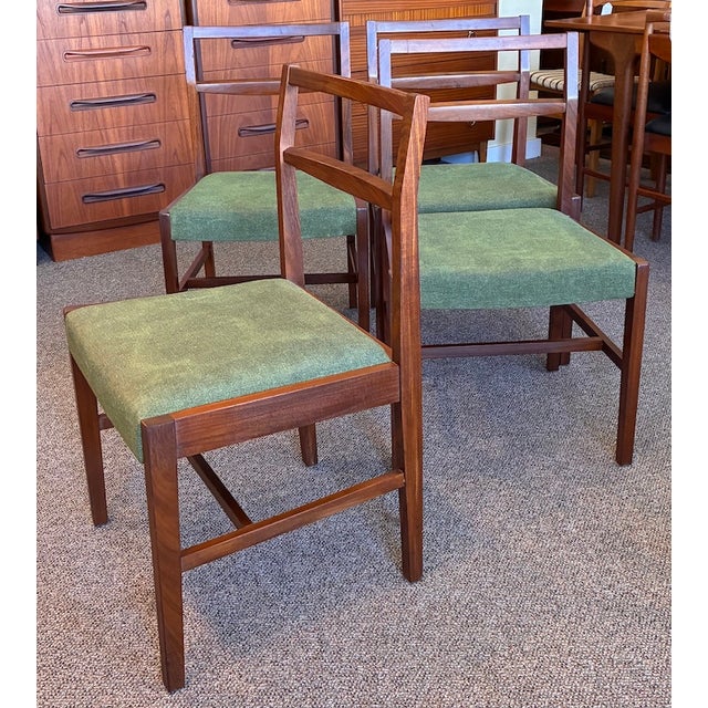 Green Set of Four Mid Century Modern Teak Frame Dining Chairs, Uk Import c.1960 For Sale - Image 8 of 10