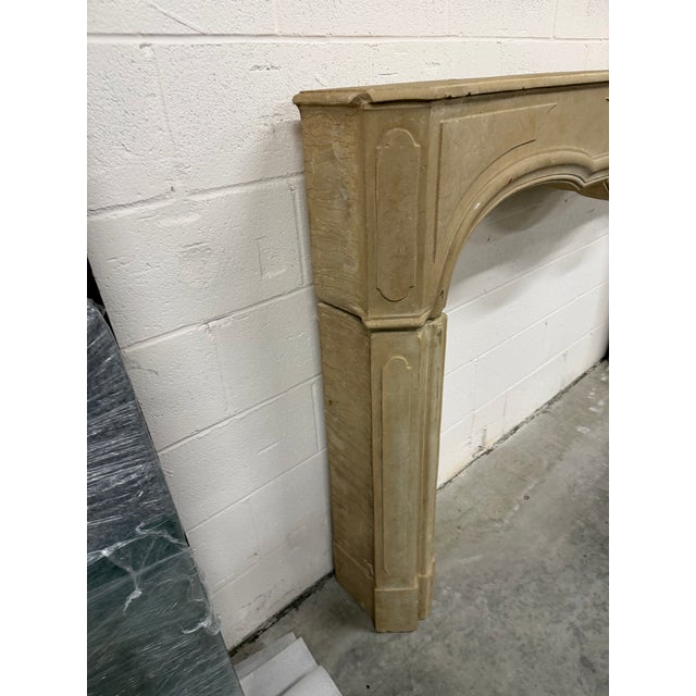 Cream French Louis XV Style Limestone Mantel For Sale - Image 8 of 15