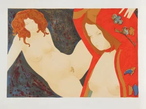 Alain Bonnefoit, "Two Nudes," Lithograph