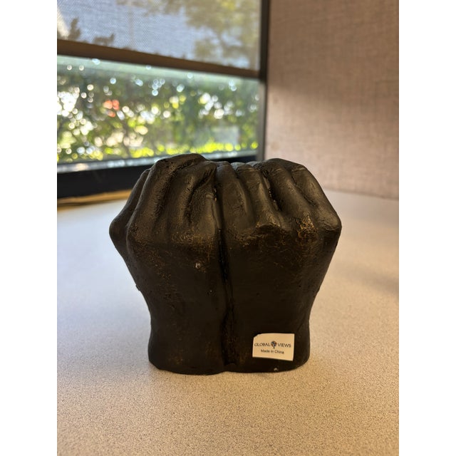 2000 - 2009 2000 - 2009 Sculptural Black Cupped Hands Decorative Bowl For Sale - Image 5 of 5