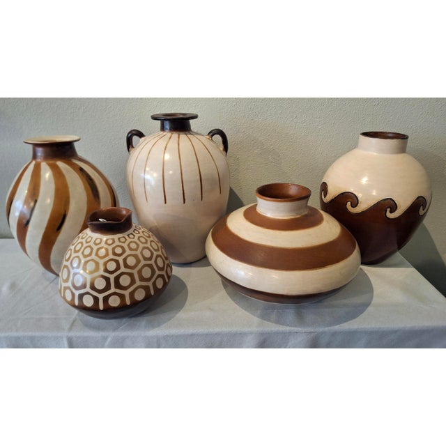 Chulucanas Pottery Vase With Spiral Pattern For Sale In Palm Springs - Image 6 of 6