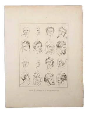 Thomas Holloway, Portrait of Men and Women, Original Etching, 1810