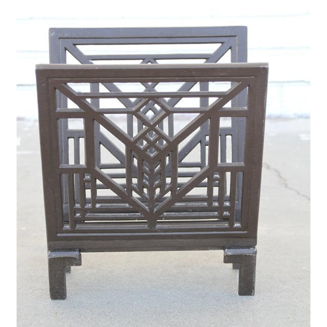 Frank Lloyd Wright Style Metal Magazine Rack For Sale In Houston - Image 6 of 12