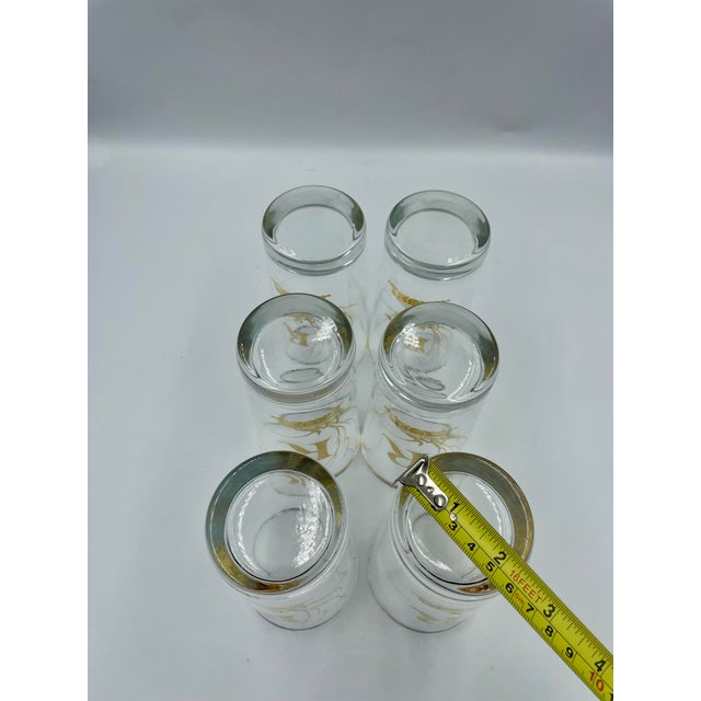 Rare Mid 20th Century Gold Leaf Monogram “R” Highball Glasses – Set of 6 For Sale - Image 11 of 12