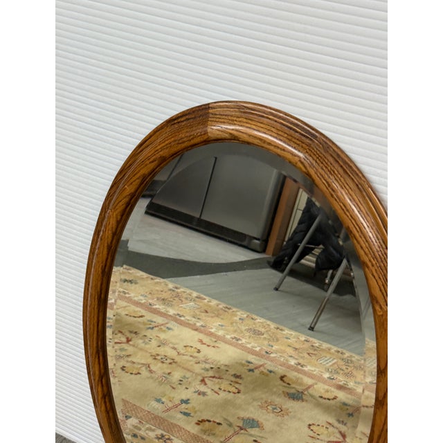 Transitional Oak Wood Framed Wall Mirror, Late 20th Century For Sale - Image 3 of 12