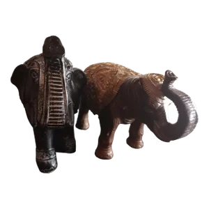 Hand Crafted Resin Circus Elephant Figurine - a Pair