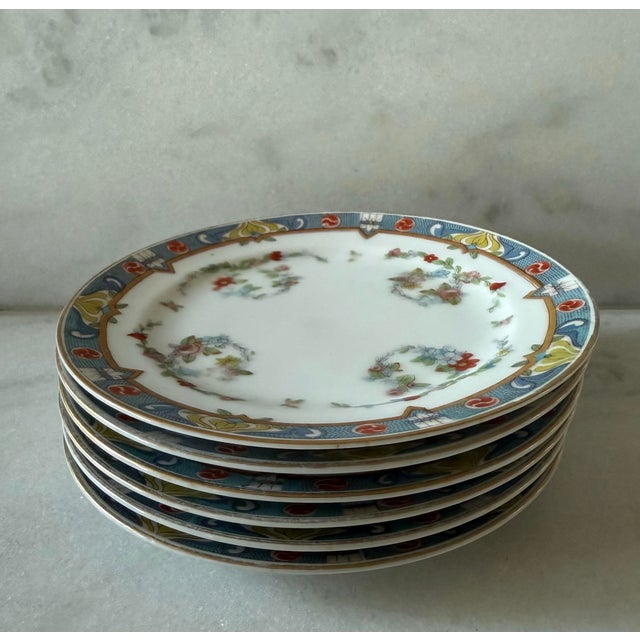Traditional Vintage Meito China Hand Painted Small Floral Plates- Set of 6 For Sale - Image 3 of 8
