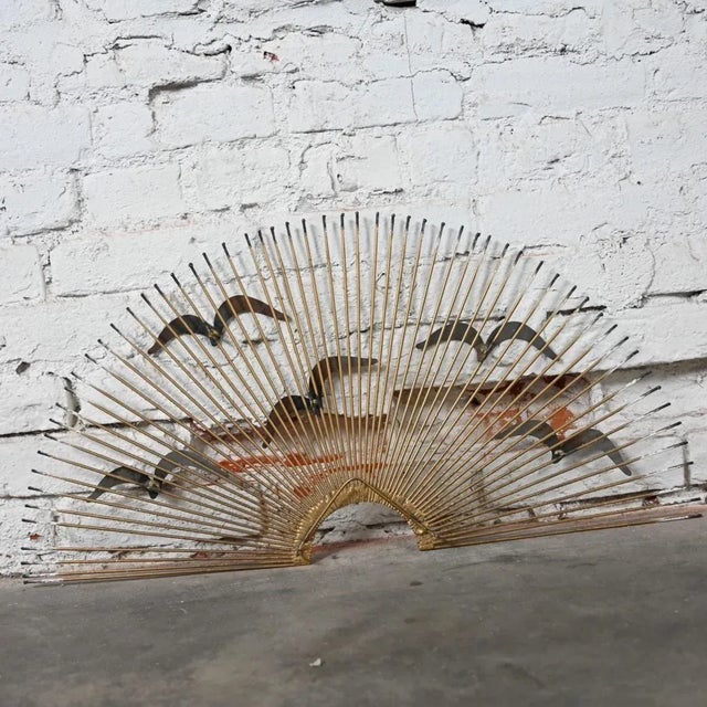 Mid-20th Century Brutalist Mid-Century Modern Metal Birds in Flight Sunburst Wall Art Style of C. Jere For Sale - Image 4 of 12