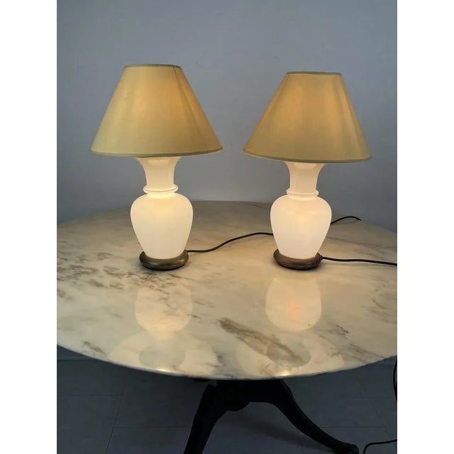 Murano and Brass Glass Table Lamps by F. Fabbian, Italy, 1970s, Set of 2 For Sale - Image 10 of 11