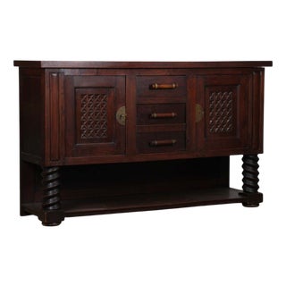 Breton Oak and Brass Sideboard, 1940s For Sale