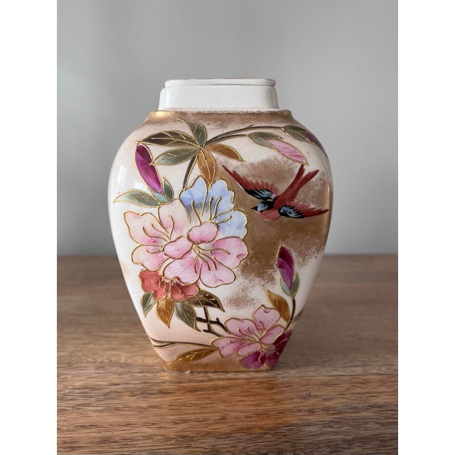 Delicate, petite, hand-painted, floral lidded vase C. 1890s from Franz Anton Mehlem for Royal Bonn. Backstamp includes...