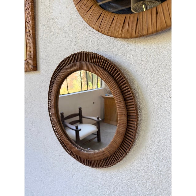 Vintage Woven Wicker Mirrors, 1950s, Set of 3 For Sale - Image 11 of 18