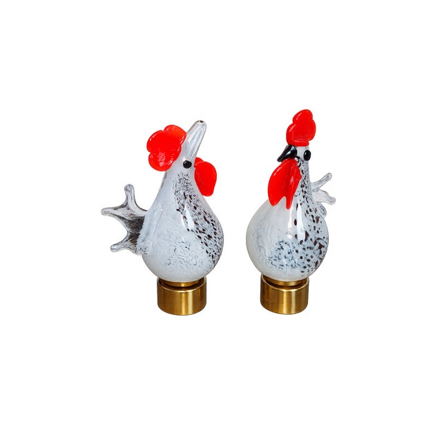 Vintage Rooster and Hen Lamps in Glass, 1980s, Set of 2 For Sale - Image 10 of 10