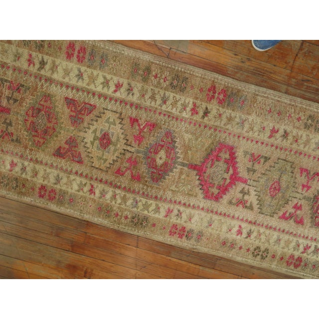 Pop Art Mid 20th Century Narrow 19 Ft Pink Anatolian Runner - 2'6" x 19' For Sale - Image 3 of 7