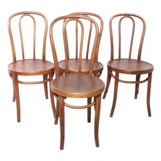 Early 20th Century Set of Four Vienna Secessionist Style Thonet Bentwood Cafe Bistro Dining Chairs For Sale