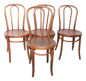 Early 20th Century Set of Four Vienna Secessionist Style Thonet Bentwood Cafe Bistro Dining Chairs