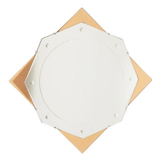 British Art Deco Star Mirror with Clear & Peach Mirror Glass For Sale