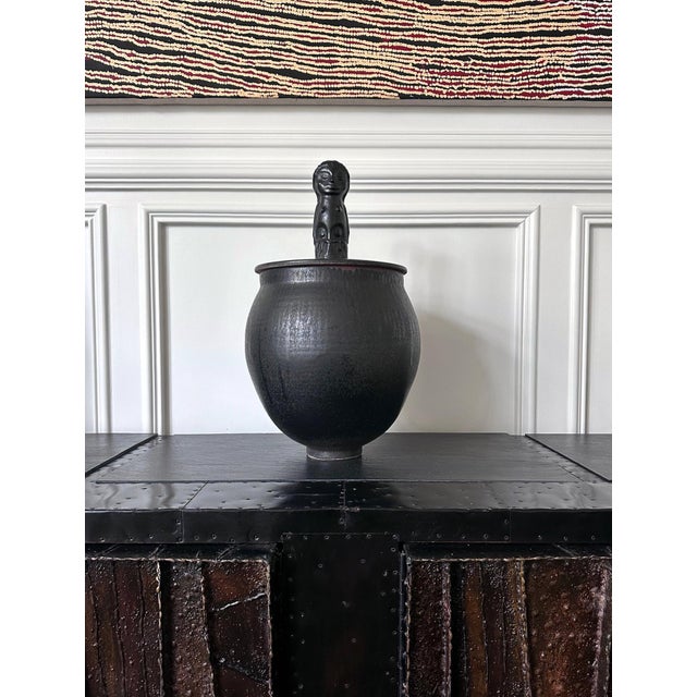 1950s Large Early Unique Glazed and Sculpted Ceramic Vessel Mary and Edwin Scheier For Sale - Image 5 of 14