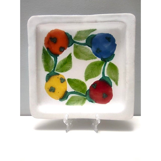 Ceramic Vintage Hand-Crafted Square Earthenware Plates from De Simone, Italy, 1964, Set of 6 For Sale - Image 7 of 18
