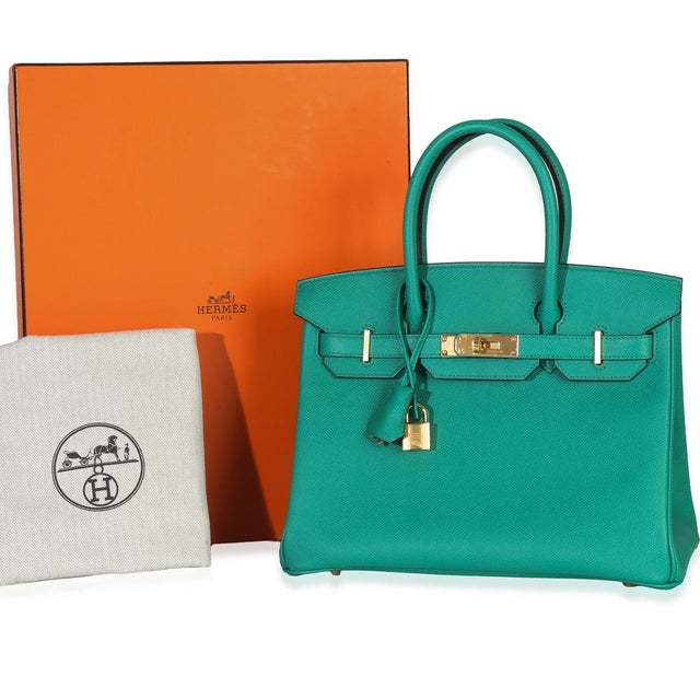 Green Vert Jade Epsom Birkin 30 GHW For Sale - Image 8 of 9