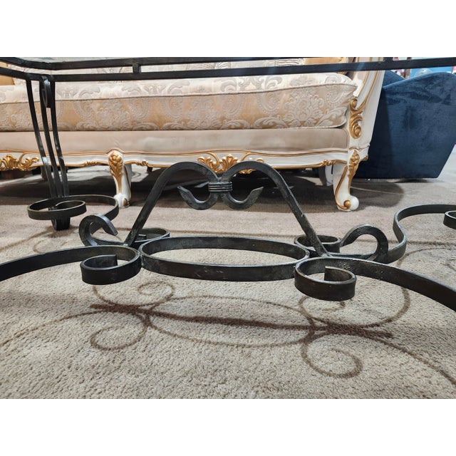 Early 20th Century Early 20th Century Scrolled Wrought Iron and Glass Coffee Table For Sale - Image 5 of 5