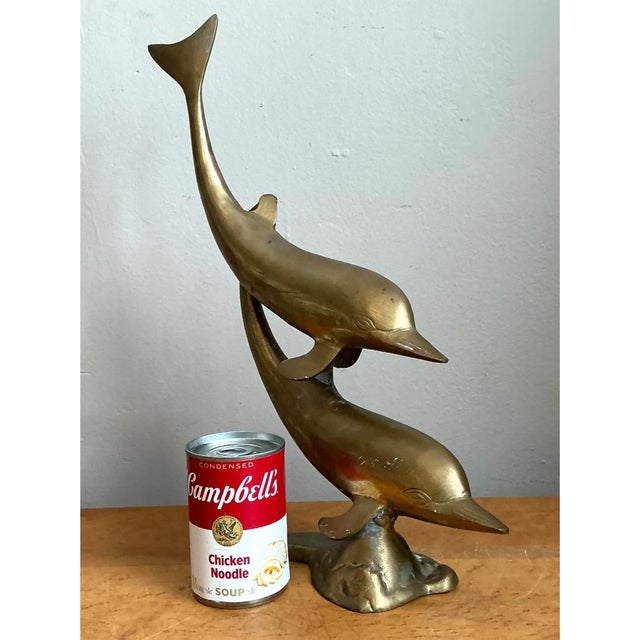 Vintage Brass Dolphin Sculpture For Sale - Image 10 of 12