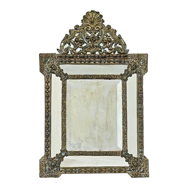 French French 19th Century Petite Brass Cushion Mirror For Sale - Image 3 of 11