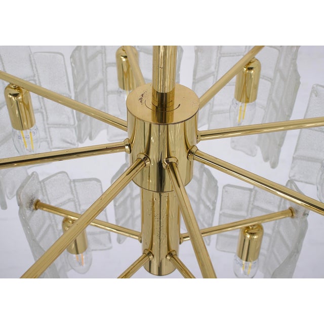 Tiered Pendant Light in Brass and Curved Glass, 1970s For Sale - Image 4 of 7