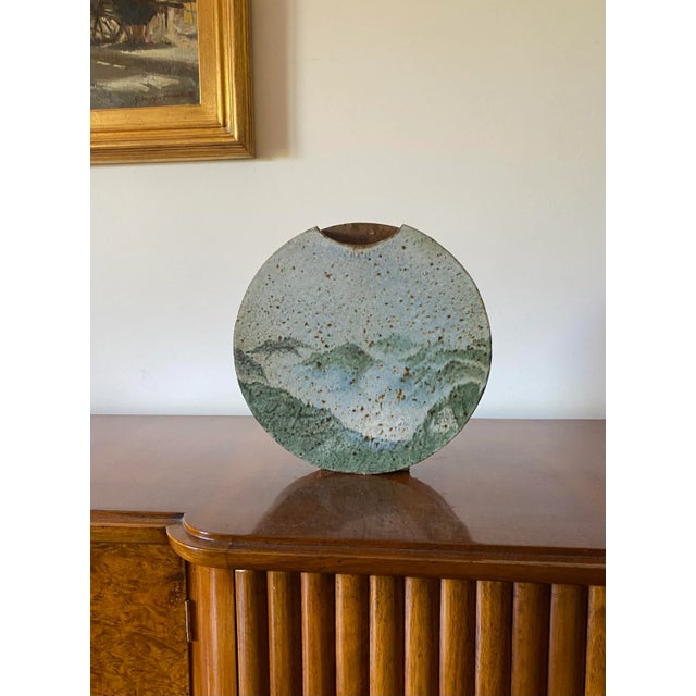 Green ceramic solifleur vase Pierre Devie, France 1980s H 29 cm - 4,5 x 29 cm Signed on the base Conditions: excellent, no...