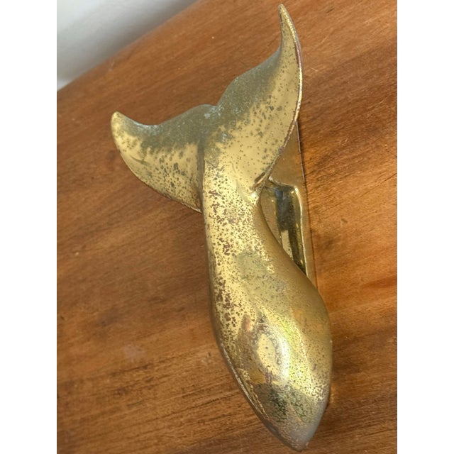 Rustic Nautical Brass Whale Door Knocker For Sale - Image 4 of 8