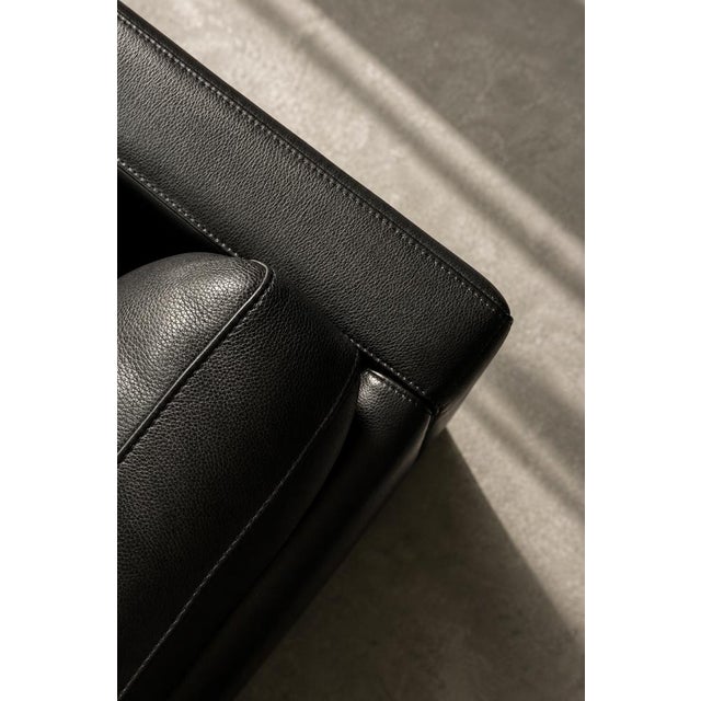 Mid-Century Danish Modern Two-Seater Black Leather Sofa, 1970s For Sale - Image 9 of 18