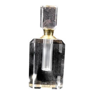 1980s Large Cut Crystal Perfume Bottle With Matching Stopper For Sale