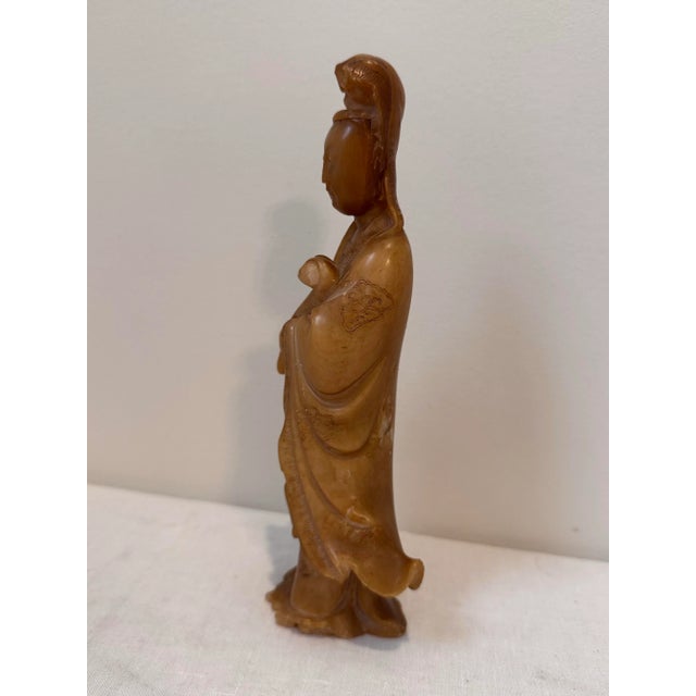 Stone Vintage Hand-Carved Soapstone Guanyin Statue For Sale - Image 7 of 10
