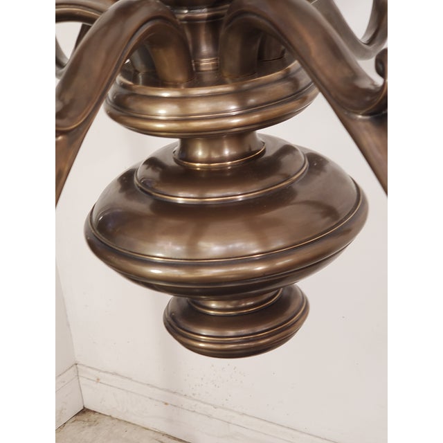 Mid 20th Century 9 Arm Antique Bronze Finish Chandelier For Sale - Image 9 of 12