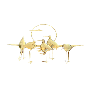 1980 MCM Bijan Bahar Brass Wall Art Sculpture Nantucket Sandpipers or Shorebirds