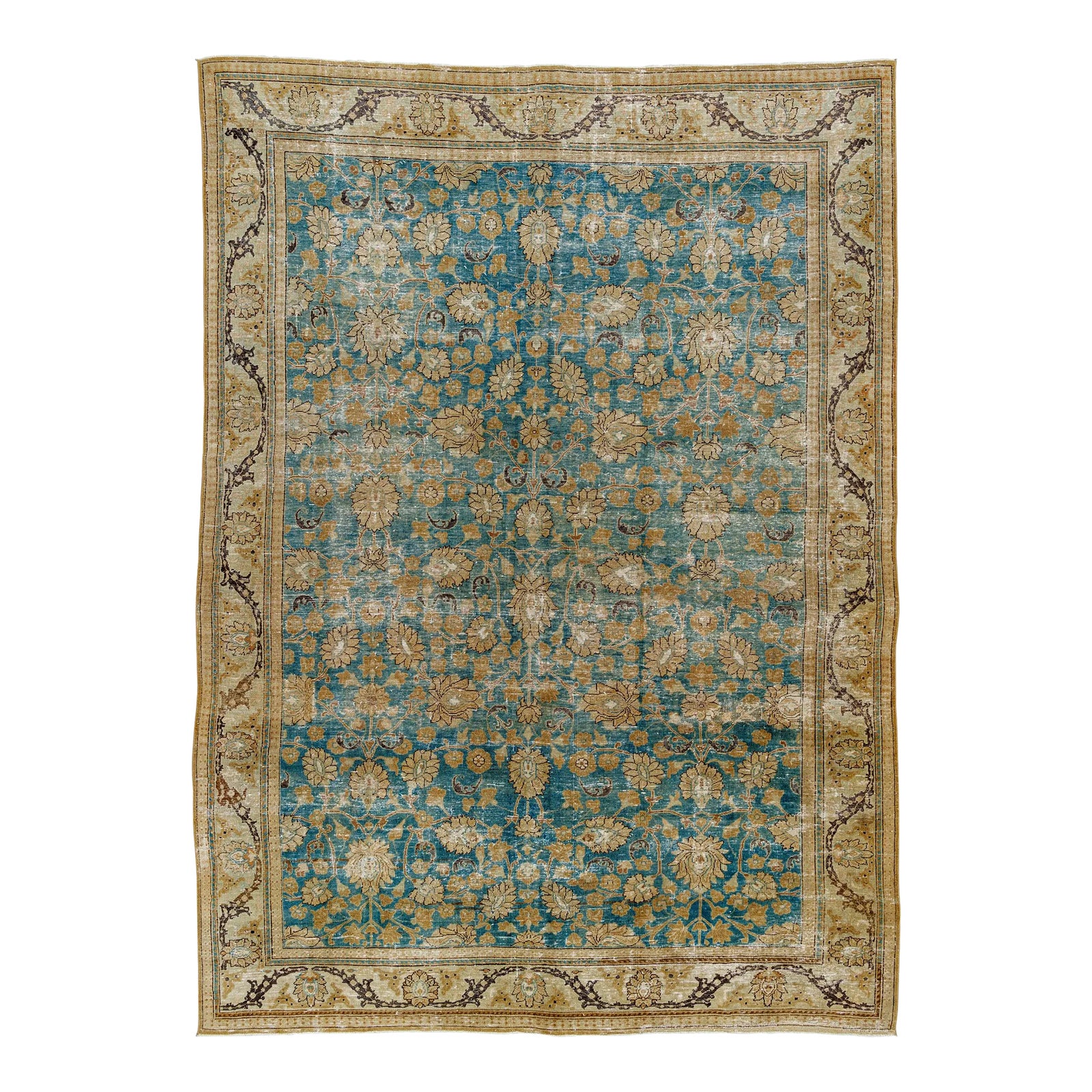 Antique Persian Tabriz Area Rug | Chairish