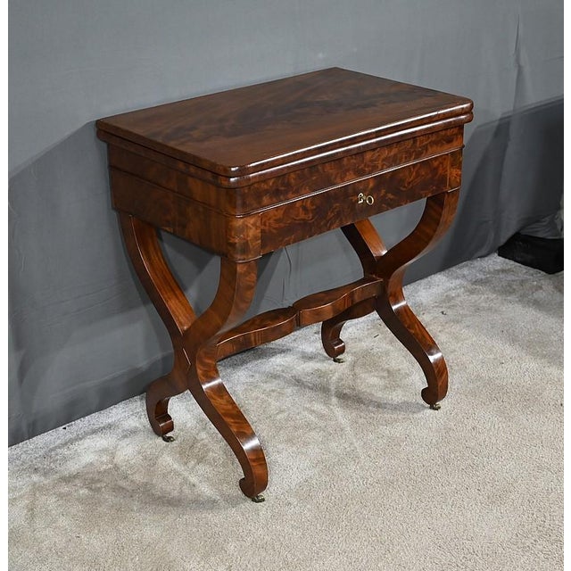 Burl Mahogany Games Table For Sale - Image 3 of 18
