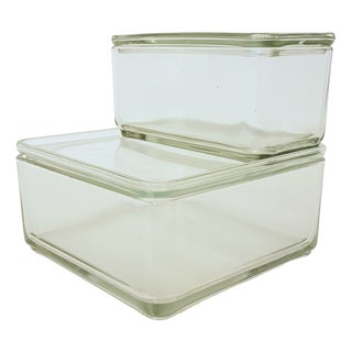 Kubus Glass Containers with Lids by Wilhelm Wagenfeld for Vlg, 1930s, Set of 4 For Sale
