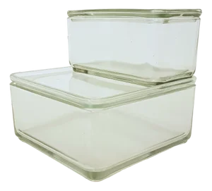 Kubus Glass Containers with Lids by Wilhelm Wagenfeld for Vlg, 1930s, Set of 4