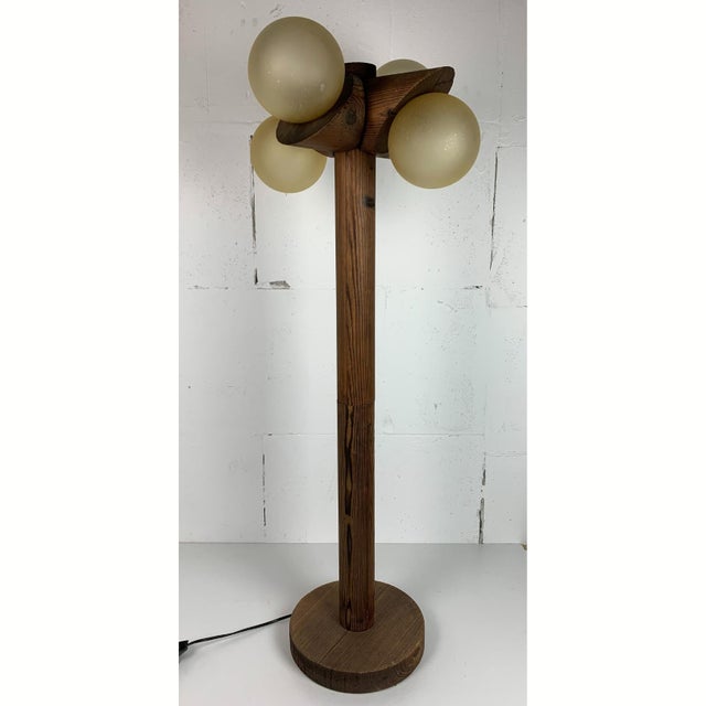 Mid-Century Modern Mid-Century Brutalist Oak Floor Lamp with 4 Spheres from Temde Leuchten, 1970s For Sale - Image 3 of 18
