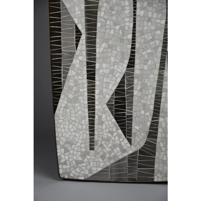 Abstract Black and White Glass Mosaic Coffee Table with Brass Legs by Berthold Müller, 1955 For Sale - Image 6 of 18