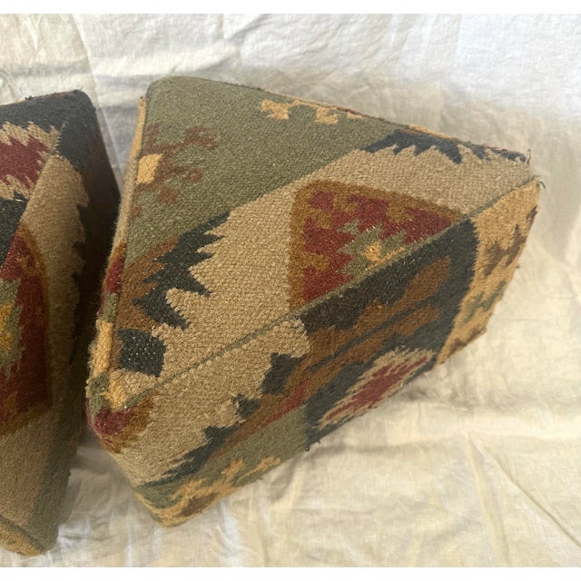Vintage Pair of Triangle Kilim Foot Stools For Sale - Image 9 of 10