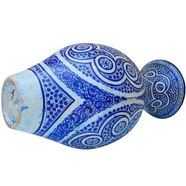 Blue Moorish Ceramic Vase W/ Motif For Sale - Image 11 of 13