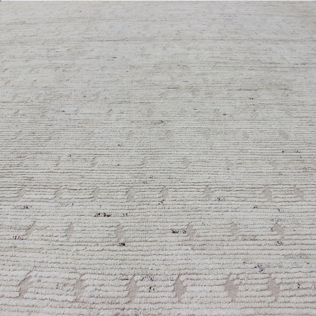 Sand Modern Moroccan Style Tribal Rug in Subtle Ivory and Sand Tones 10'3 X 14'3 For Sale - Image 8 of 14